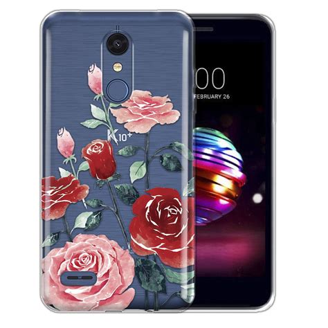 fincibo soft tpu clear case slim protective cover  lg      roses flowers