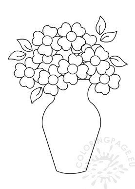 vase  flowers picture  color coloring page