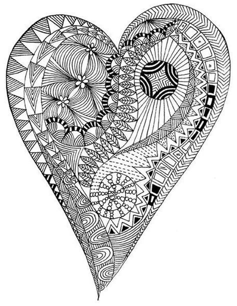 detailed heart coloring page  adults heart coloring pages
