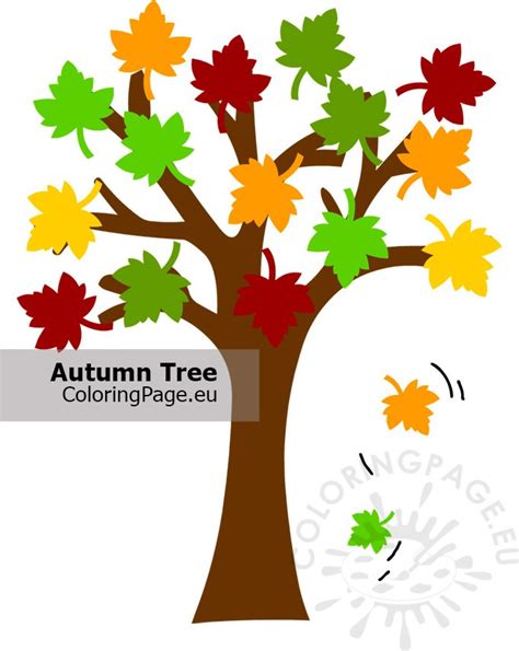 printable colorful autumn tree coloring page