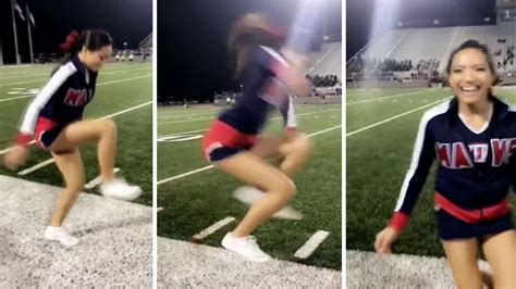 video texas high school cheerleader appears to defy gravity in viral