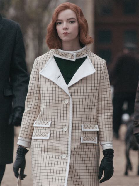 Beth Harmon The Queen’s Gambit Anya Taylor Joy Checkered Coat