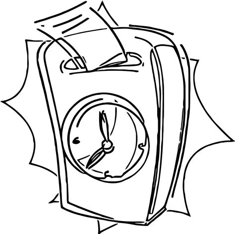 time clock  printable  cartoonized  printable coloring page