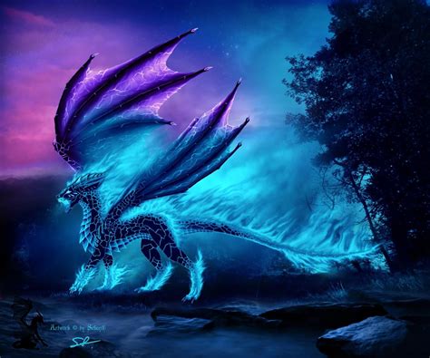 epic fire blue dragon wallpaper