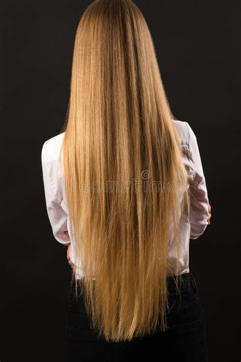 blond girl with long beautiful hair back view stock image image of