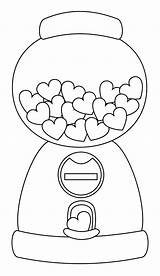 Machine Gumball Coloring Gum Pages Bubble Digi Printable Color Stamp Dibujos Drawing Valentine Heart Template Valentines Print Stamps Para Colorear sketch template
