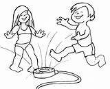 Coloring Pages Water Kids Summer Sprinkler Fun Playing Clipart Drawing Clip Cliparts Melting Play Colouring Preschoolers Slide Color Running Printables sketch template