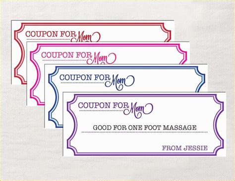 printable coupon templates  colorful  printable iou coupons