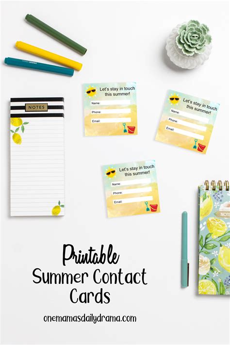 printable summer contact cards  kids  stay  touch