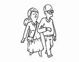 Grandparents Couple Coloring Pages Coloringcrew Walking Print sketch template