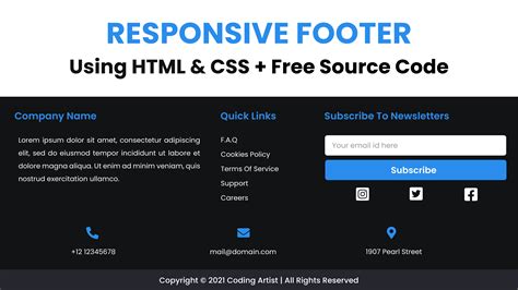 responsive footer  html css coding artist