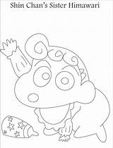 Shin Coloring Chan Kids Sister Pages Cartoon Himawari Pdf Open Print  sketch template