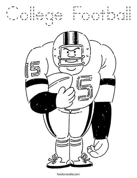 college football coloring page tracing twisty noodle