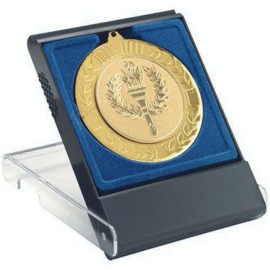 blackclear medal box large mm recess blue insert