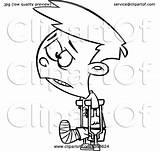 Crutches Boy Broken Leg Clipart Child Cartoon Template sketch template