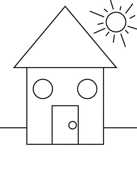 shapes  house   sun coloring page preschool coloring pages