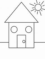 Shapes House Coloring Sun Under Pages Shape Color Preschool Drawing Kids Netart School Print Activities Visit Drawings sketch template