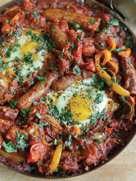 Tunisian Inspired Baked Eggs With Merguez Sausages Brunch Recipe