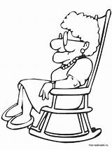Coloring Grandma Pages Old Lady Grandmother Sitting Drawing Clipart Chair Grand Printable Kids Cliparts Mother Cartoon Colouring Clip Tree Rocking sketch template