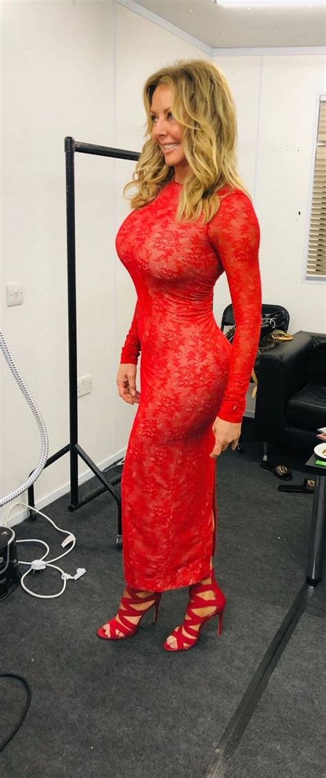 carol vorderman shows off her kardashian curves in skin tight red dress