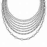 Ketten Halskette Metallische Perlen Vieler Goldene Rubinen Antistress Weißem Schwarze Hals Lokalisiert Spitze Entwurfs sketch template