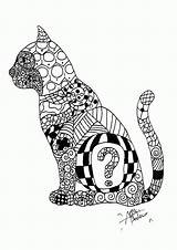 Coloring Zentangle Pages Cat Adults Adult Kids Color Print Animal Printable Detailed Kittens Discover Style Butterflies Pattern Book Library Clipart sketch template