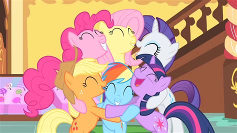 image  big group hug sepng   pony friendship  magic