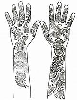 Henna Coloring Hand Mehndi Designs Drawing Pages Hands Tattoos Mehendi Adult Simple Mandalas Clipart Cool Clip sketch template