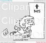 Rushing Boy Bathroom Clipart Illustration Line Little Rf Royalty Toonaday sketch template