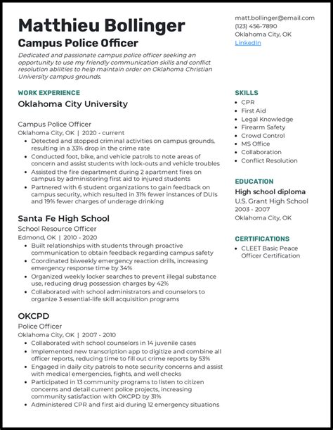 real police officer resume examples  worked