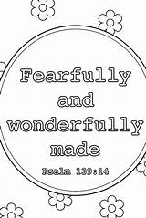 Wonderfully Fearfully Psalm Printable sketch template