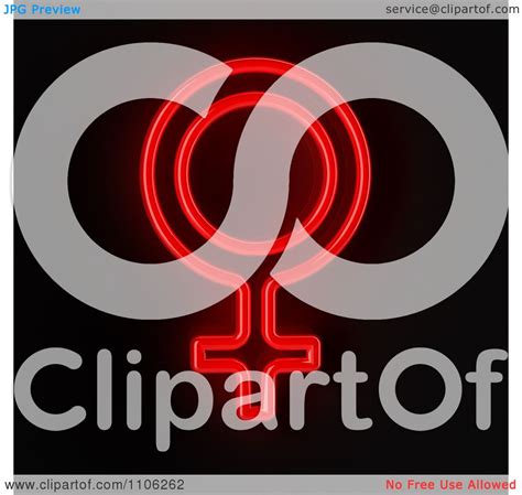 clipart glowing red neon sex female gender symbol on black