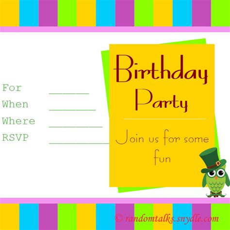 printable birthday invitations random talks