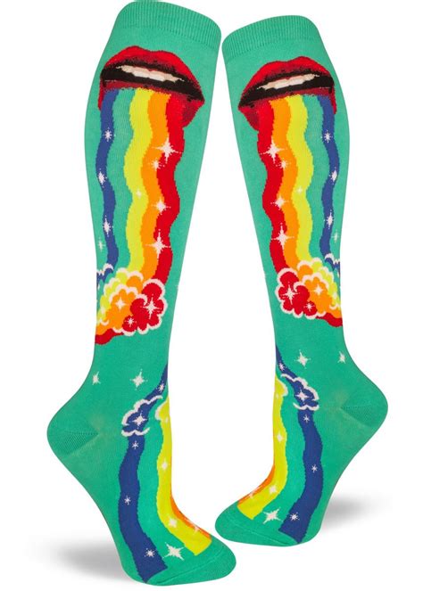 Puking Rainbow Socks Knee High Modsocks Modsocks Novelty Socks