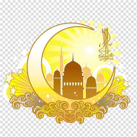 eid al fitr eid mubarak ramadan greeting card muslim yellow moon