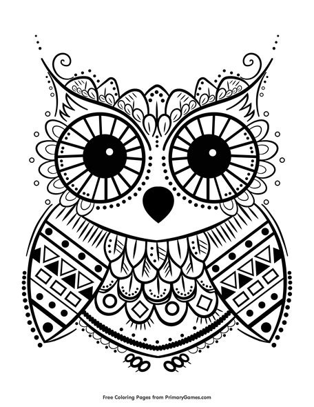 owl coloring page image coloring page  winter owl stock