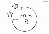 Mond Sternen Ausmalbild Yawning Malvorlage sketch template