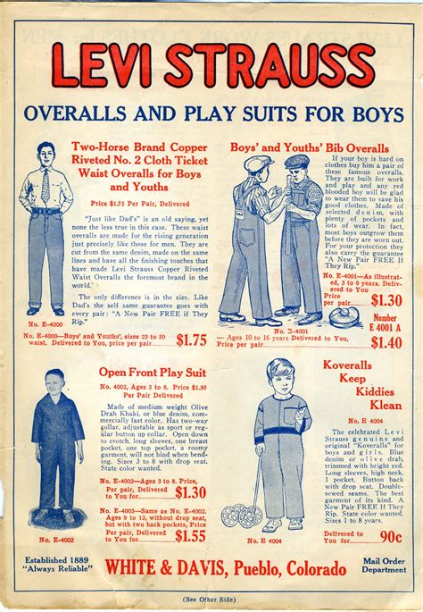Levi Strauss Catalog 1920 S Vintage Advertisements Levis Vintage
