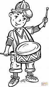 Coloring Drum Boy Playing Pages Snare Drawing sketch template