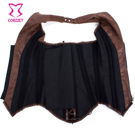 2957 black faux leather overbust steel boned waist training corset