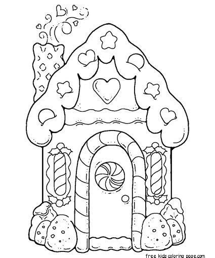 gingerbread house printable coloring pages  kidsfree kids coloring page