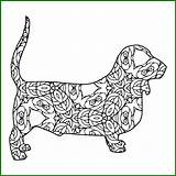 Coloring Pages Geometric Basset Dog Hound Animal Bloodhound Printable Adults Greyhound Geometrical Setter Irish Shapes Easy Book Drawing Hard Coon sketch template