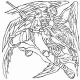 Angemon Digimon sketch template