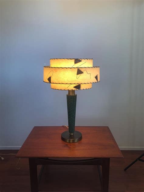 mid century modern lamp mcm table lamp atomic ranch lamp fiberglass shade lamp vintage