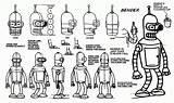 Futurama Bender Turnaround sketch template