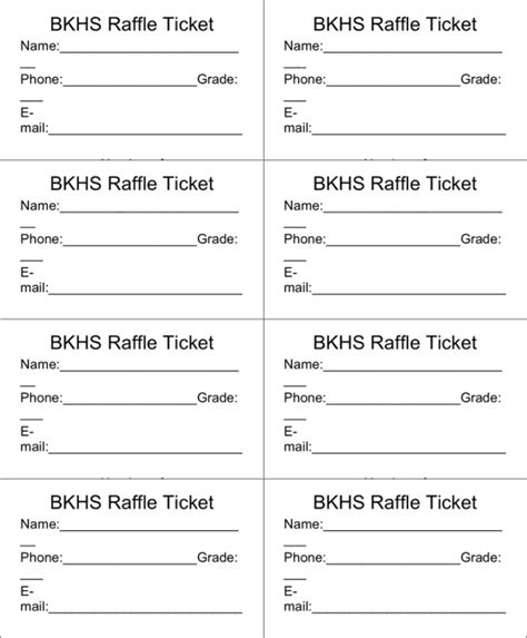 sample raffle ticket templates   formats