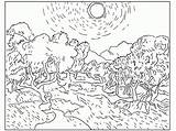 Coloring Famous Pages Gogh Van Artwork Paintings Printable Vincent Artists Olive Color Sky Scream Coloriage Painting Adult Trees Kids Landscape sketch template