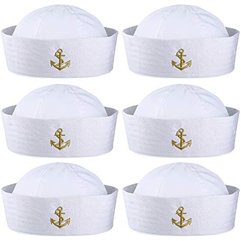 boao 6 pieces halloween white sailor hat captain caps yacht nautical