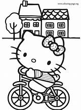 Kitty Hello Coloring Bike Riding Printable Colouring Pages Para Dibujos Print Hellokitty Colorare Sheets Kids Google sketch template