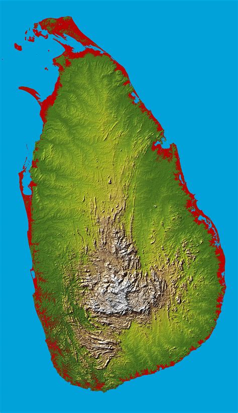 large detailed topography map  sri lanka sri lanka large detailed topography map vidiani